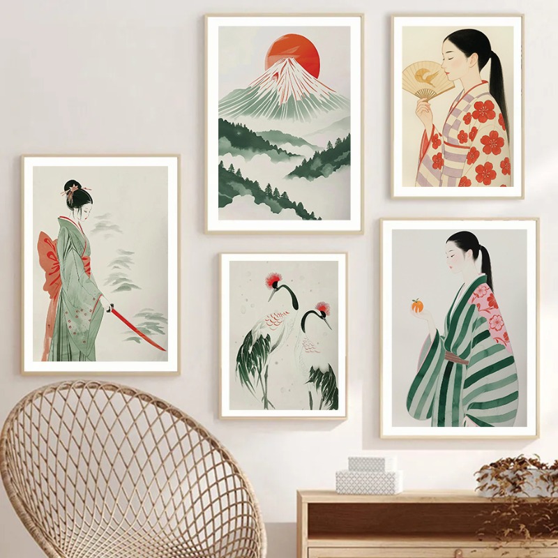 Japanese Lifestyle Home - Mount Fuji & Crane Japanese Wall