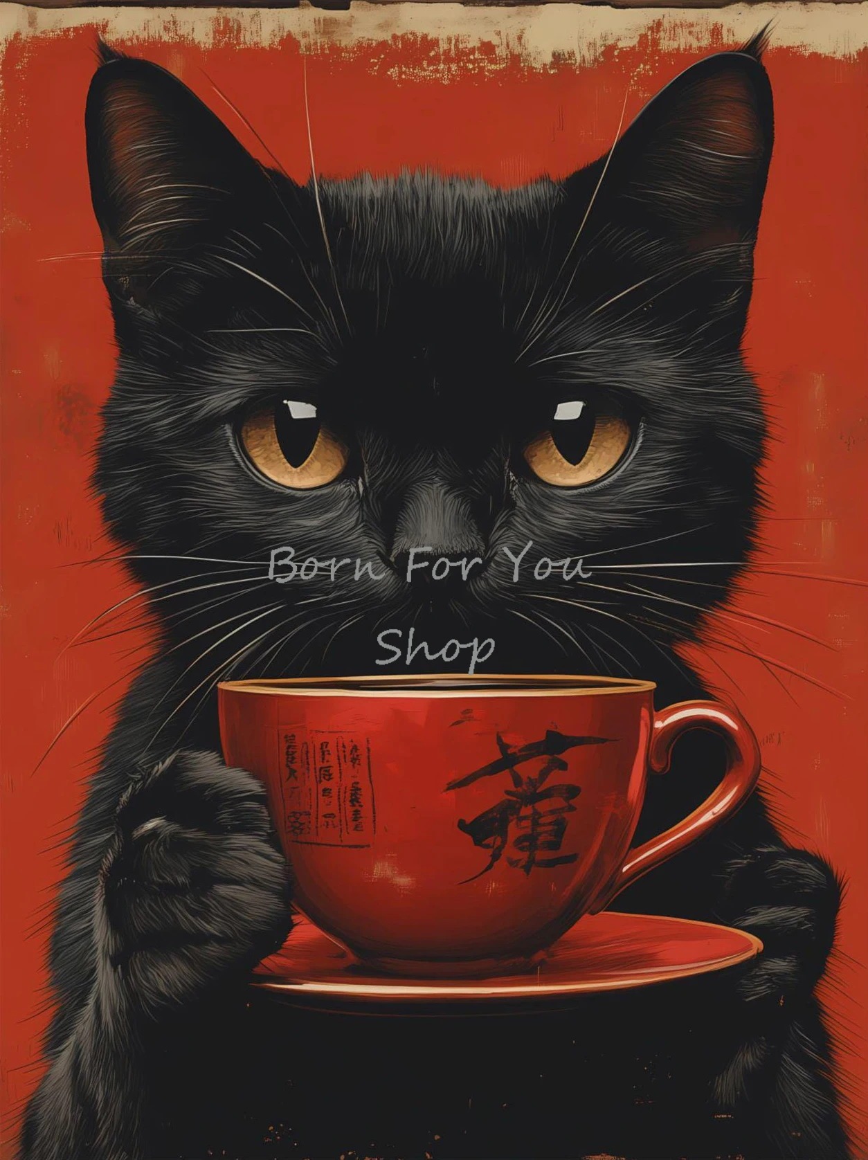 Japanese Edo Style Black Cat E - Japanese Lifestyle Home 评论和价格