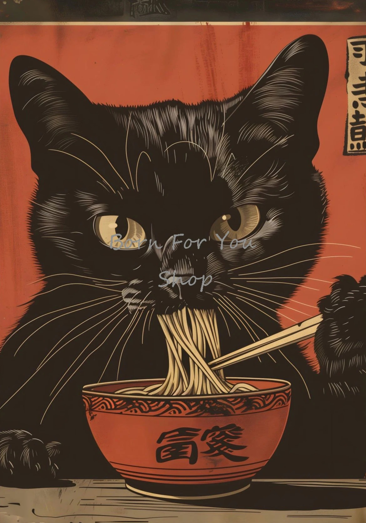 Japanese Edo Style Black Cat E - Japanese Lifestyle Home 评论和价格