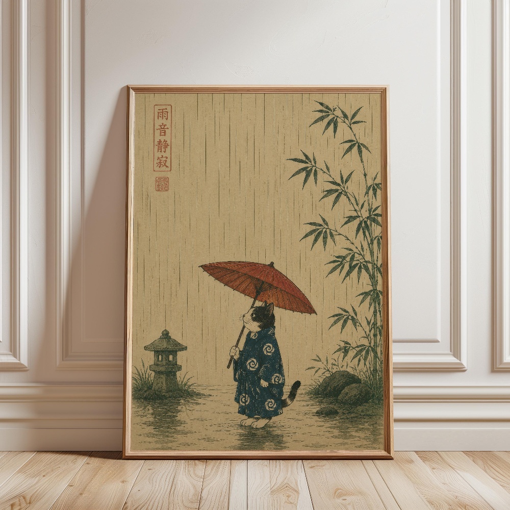 Black Cat Eating Ramen Rainy G - Japanese Lifestyle Home 评论和价格